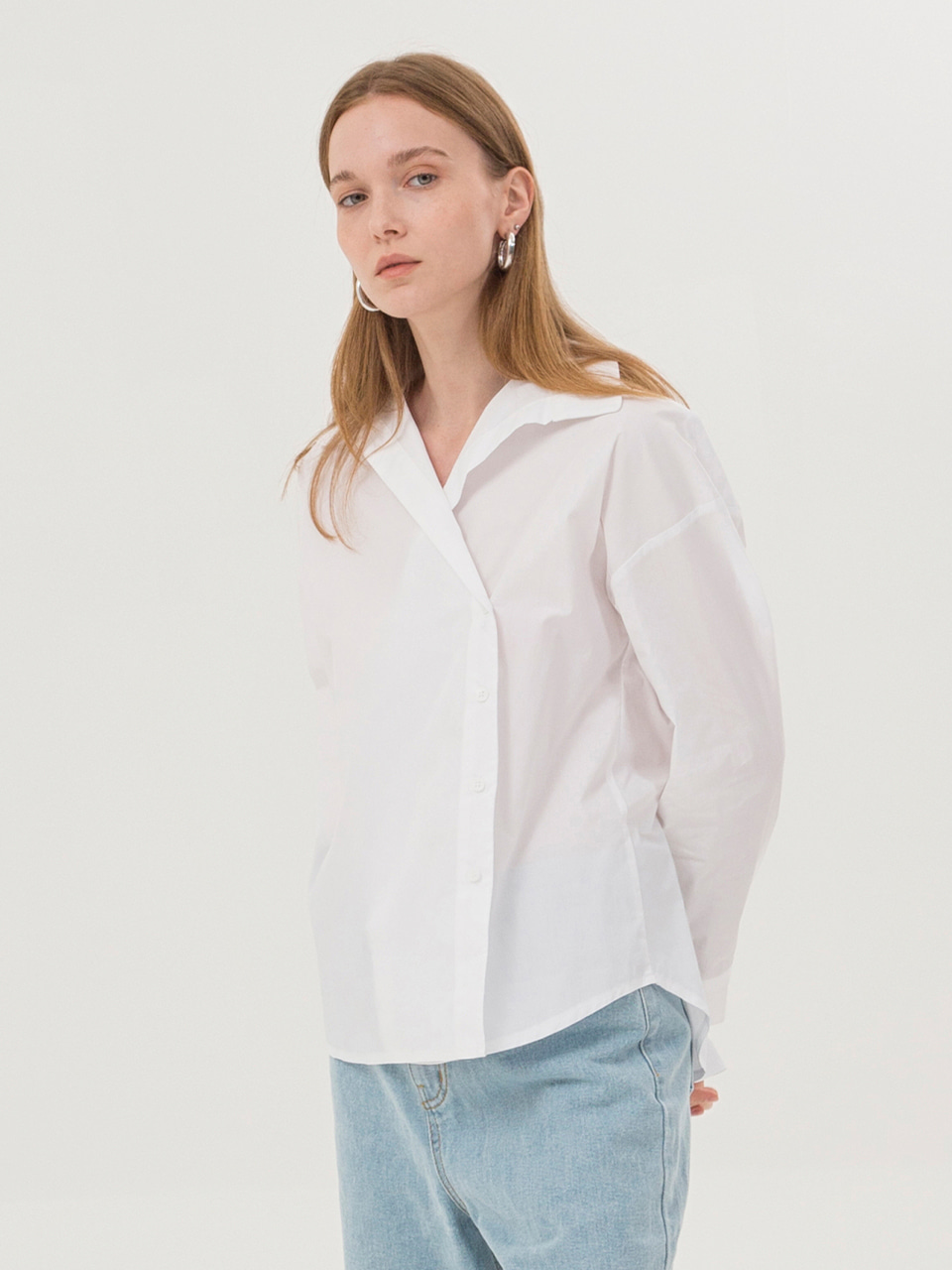 [보나,신비,엄지,이진아,소유 착용] Cotton Shirring Wrap Shirt - White