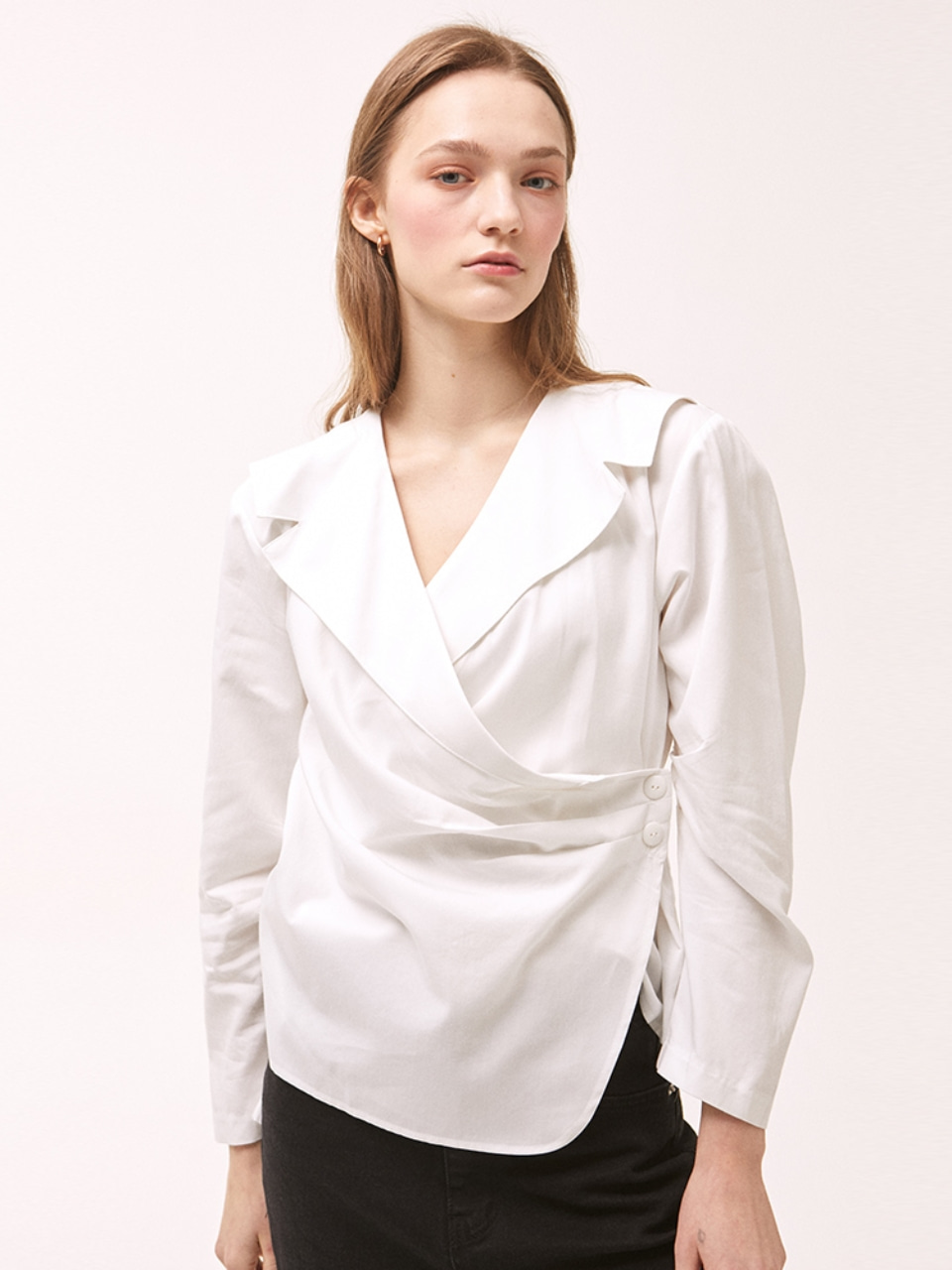 Front Collar Wrap Blouse - White