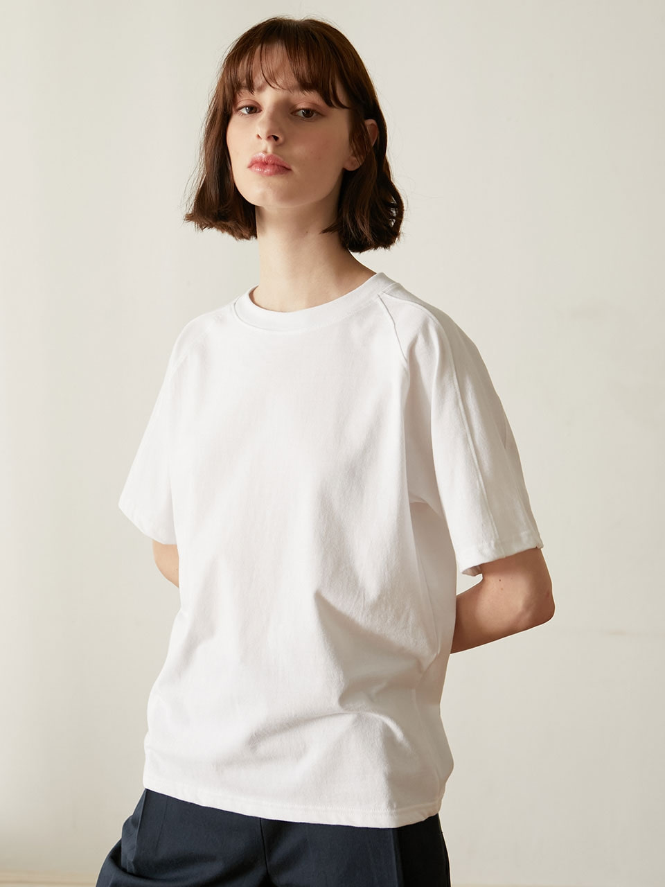 Block Half Sleeve T-shirt - White