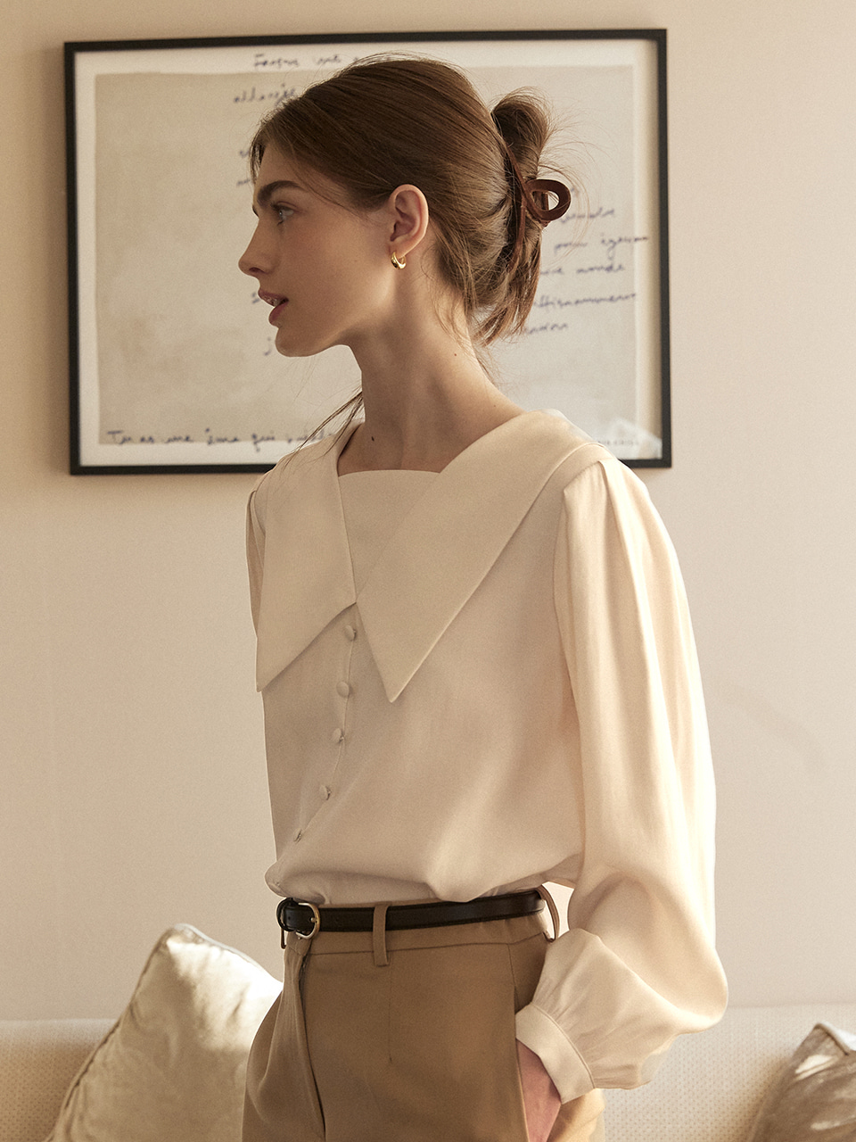Jane button blouse - Cream Beige